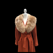 Load image into Gallery viewer, 70’s Vintage Wrap Coat in Fall Autumnal Orange Fit and Flare Princess Wool and Shearling