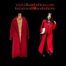 Load image into Gallery viewer, Oversized Red Coat Unisex 80s 90s Vibe Professional Streetwear Relaxed Full Length Wool Blazer Coat M/L/XL Forstmann