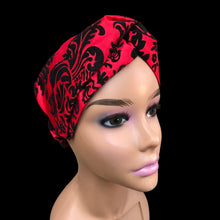 Load image into Gallery viewer, Red Headband Satin and Velvet Brocade Turban Extra wide headband