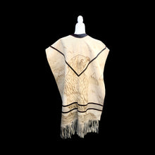 Load image into Gallery viewer, 70’s Suede Eagle Rising Phoenix Sun Poncho Serape Carved Suede Fringe Native Unisex One Size Fits All One of a Kind