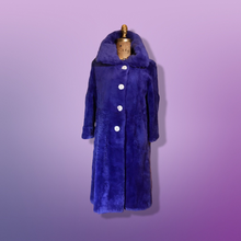 Load image into Gallery viewer, Women's Vintage Coat- 60s Mod Purple Fur Sheared Beaver Swing Mod Fit Flare Flexible Size S/M/L Mad Men Long