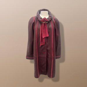 Bergundy Wine Softest Lamb Leather Coat with Deep Red Suede Inlay