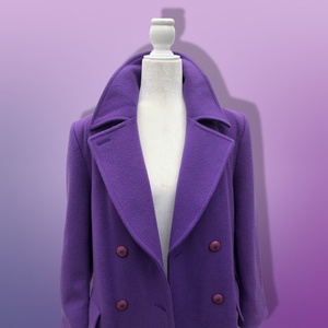 Vintage Purple Pendleton 100% Pure Virgin Wool Double Breasted Straight Fit Career Coat