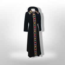 Load image into Gallery viewer, 60’s 70’s Black Velvet Floral Embroidered Full Length Coat
