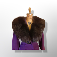 Load image into Gallery viewer, Vintage Women&#39;s New Look 40s Purple Violet Princess Pinup Pinup Coat Full Skirted Massive Fox Fur Film Noir Golden Age Old Hollywood Glamour