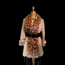 Load image into Gallery viewer, 60s Lilli Ann Mod Pinup Rabbit Leopard Print Coat---Pinup Real Rabbit Fur Printed with Leopard Mod Princess S/M
