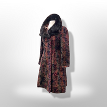 Load image into Gallery viewer, 60’s Vintage Coat Floral Tapestry Carpet Mink Collar Colorful