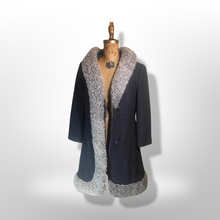 Load image into Gallery viewer, Lilli Ann Princess Mod Gray Wool Curly Lamb Princess 60s Belted Fit and Flare Small Coat