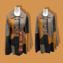 Load image into Gallery viewer, 70’s Mod Leather Color Block Poncho Cape Boho Chic Made in West Germany
