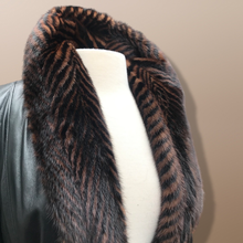Load image into Gallery viewer, Italian leather Wrap Tuxedo Mink Coat Herringbone Design