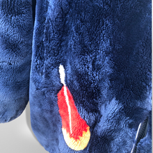 Load image into Gallery viewer, Zuki Style Ultra Soft Sheared Blue Beaver Fur Zip up Bomber Intarsia Falling Leaves