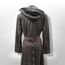 Load image into Gallery viewer, Made in Italy— Italian Lamb Leather Hooded Trench Coat Couture Full Length