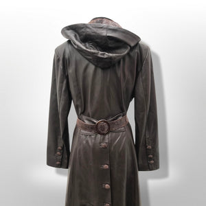 Made in Italy— Italian Lamb Leather Hooded Trench Coat Couture Full Length