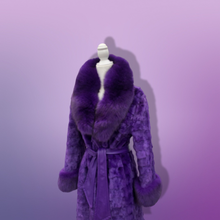 Load image into Gallery viewer, Purple Mink and Fox Fur Coat Winter Couture Perfect for Gift