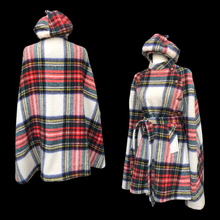 Load image into Gallery viewer, Vintage Red Plaid Set Cape and Beret Cap Pure Virgin Wool from Ireland