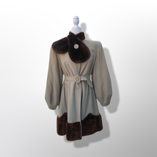 Load image into Gallery viewer, Collectible Rare 30’s early 40’s Coat Cashmere Wool and Scalloped Mouton Fur Balloon Sleeves Fitted and Flared