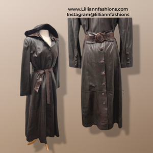 Made in Italy— Italian Lamb Leather Hooded Trench Coat Couture Full Length