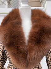 Load image into Gallery viewer, Leopard Print Leather and Fox Fur Trench Fit and Flare Coat