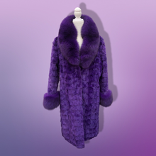 Load image into Gallery viewer, Purple Mink and Fox Fur Coat Winter Couture Perfect for Gift