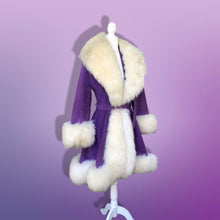 Load image into Gallery viewer, Vintage 70’s Collectible Lilli Ann Purple Suede and Massive Sheepskin Shearling Coat Penny Lane Almost Famous Princess Cut Fit and Flare Hippy Boho Chic Jessica Simpson