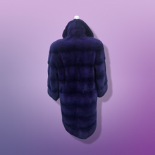Load image into Gallery viewer, New Kopenhagen Purple Mink Horizontal Coat with Ombré Black Purple Whole Premium Dyed Mink Skins