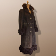 Load image into Gallery viewer, Vintage 70&#39;s Curly Lamb Afghan Suede Long Penny Lane Hippie Chic Brown Coat M/L Made in Spain