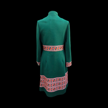 Load image into Gallery viewer, 60’s Green Embroidered Button Down Coat Dress