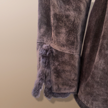Load image into Gallery viewer, Brown Suede and Fur Collar and Cuff Coat Flexi Size Flared Sleeve