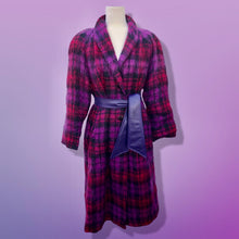 Load image into Gallery viewer, Vintage Purple Pink Pure Mohair Wool Plaid Coat