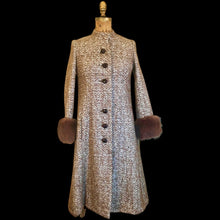 Load image into Gallery viewer, Vintage 60s 70s Women&#39;s Coat Mohair Wool Knitted Couture Made in Paris France Belt Fit Flare Princess Trim