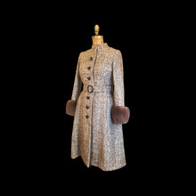 Load image into Gallery viewer, Vintage 60s 70s Women&#39;s Coat Mohair Wool Knitted Couture Made in Paris France Belt Fit Flare Princess Trim