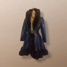 Load image into Gallery viewer, Penny Lane Princess Fit and Flare Brown Leather and Genuine Fur Mod Belt 1960's 60's 70's Chic Hippie Full Sweep Skirt!