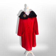 Load image into Gallery viewer, 60’s Vintage LIlli Ann Red Wool Swing Coat with Luxury Collar