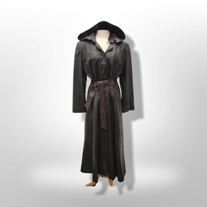 Made in Italy— Italian Lamb Leather Hooded Trench Coat Couture Full Length