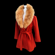 Load image into Gallery viewer, 70’s Vintage Coat Fall Orange with Wool and Shearling Collar Penny Lane Boho Style