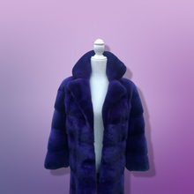 Load image into Gallery viewer, New Kopenhagen Purple Mink Horizontal Coat with Ombré Black Purple Whole Premium Dyed Mink Skins