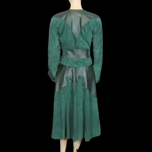 Load image into Gallery viewer, Vintage 80’s 90’s Italian Women’s Suit in Green Suede Lamb Leather Genuine Snakeskin Couture