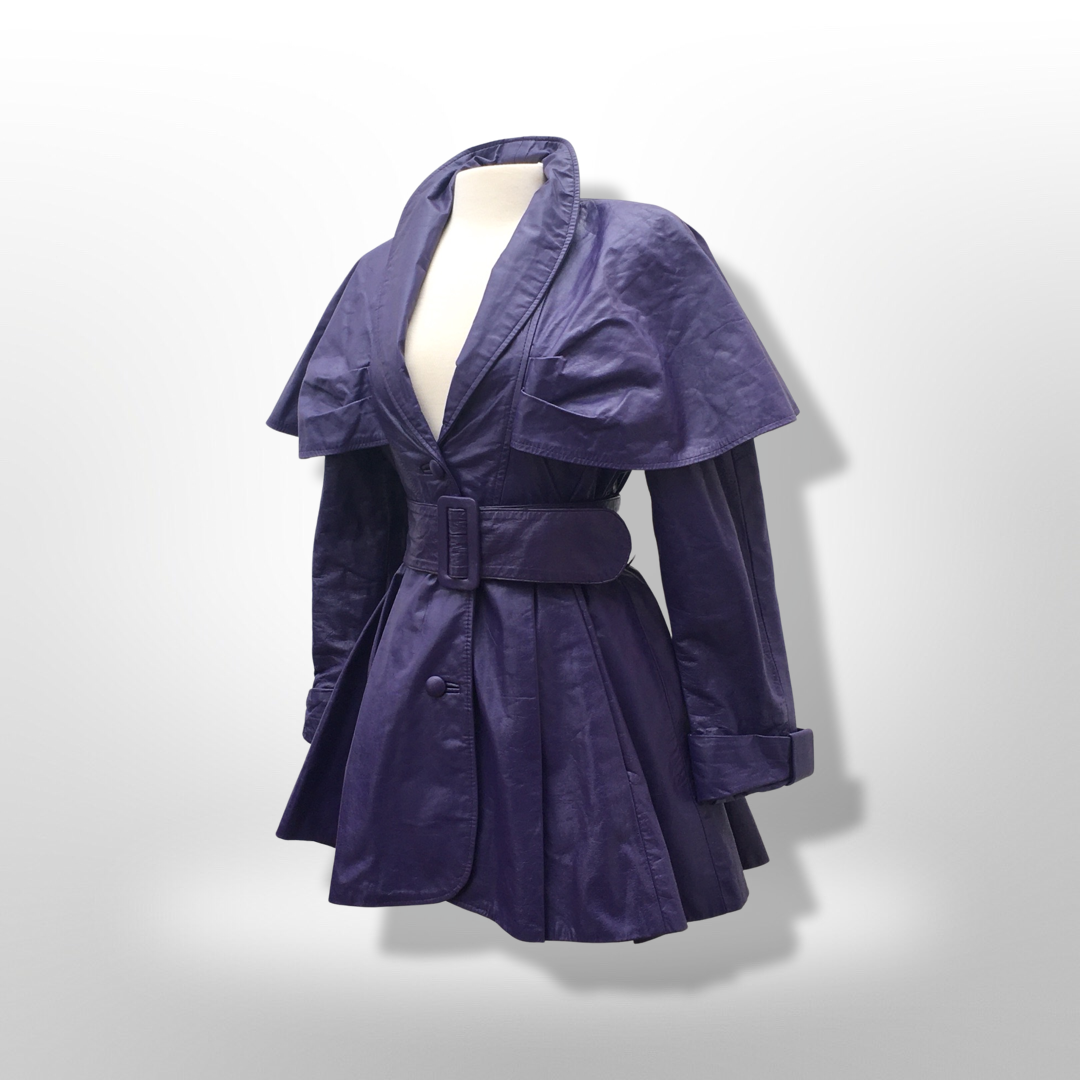 完売！aere vintage satin coat RARE Vintage Women's Coat- 70s 80s Purple Violet Leather