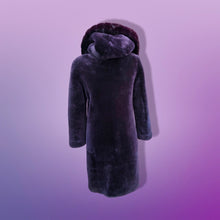 Load image into Gallery viewer, New Shearling and Mink Plum Purple Jeweled Hooded Luxury Coat