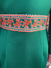 Load image into Gallery viewer, 60’s Green Embroidered Button Down Coat Dress