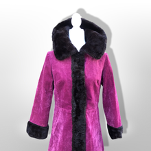 Load image into Gallery viewer, Vintage 70’s Pink Magenta Velvet Faux Fur Princess Coat