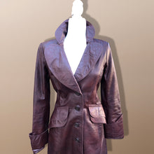 Load image into Gallery viewer, 70’s Vintage Brown Leather Fitted Trench 36” Bust Bagatelle Spy Classic 70’s