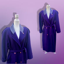 Load image into Gallery viewer, Vintage 90’s Purple London Fog Pure Wool and Leather Career Professional Day and Night Coat