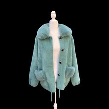 Load image into Gallery viewer, Brand New Luxury 100% Pure Alpaca Super Soft Sea Green Sweater Jacket