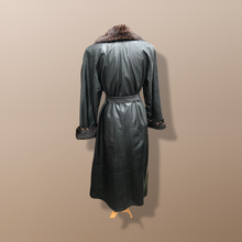 Load image into Gallery viewer, Italian leather Wrap Tuxedo Mink Coat Herringbone Design