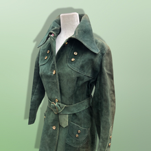 Load image into Gallery viewer, Vintage 60’s Mod Suede Green Coat