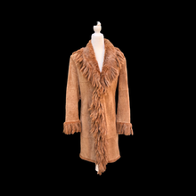 Load image into Gallery viewer, Vintage Fringe Suede and Fur Western Duster Coat Native Southwestern Cowgirl Boho Bohemian Fashion