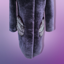 Load image into Gallery viewer, New Shearling and Mink Plum Purple Jeweled Hooded Luxury Coat