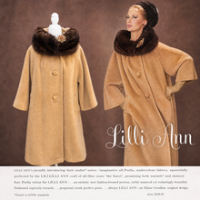 Load image into Gallery viewer, Vintage Women's Coat- 60s Lilli Ann Camel Tan Color  Luxury Mink Wool Swing Coat One Size Fits All Mad Men Style