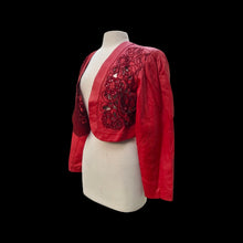 Load image into Gallery viewer, Vintage Red Leather Beaded Bolero One Size Fits Most